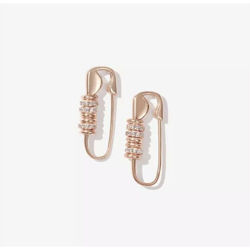 Los Angeles Boutique Rose Gold Fashion Earrings Cocktail Designer Clothespin NEW